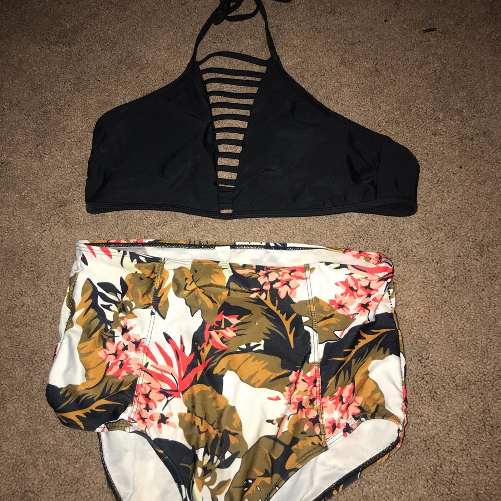 Floral High Waisted Tankini Set